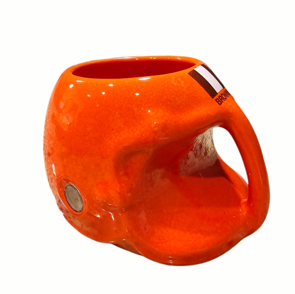 **Vintage 1986 Cleveland Browns Helmut Mug or Utensil Holder Orange/Brown**